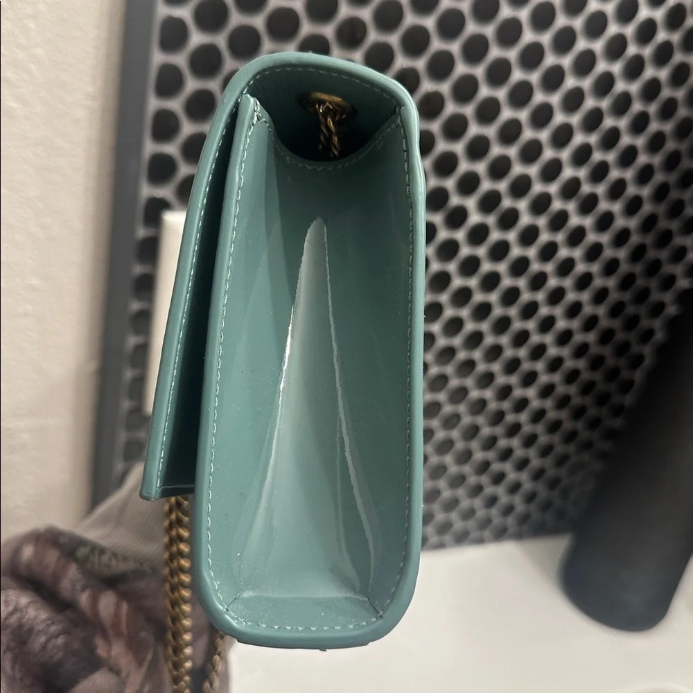 RARE COLOR💎Saint Laurent Kate Patent Leather Crossbody Bag Vintage Sage YSL Kate - Picture 10 of 16